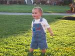 Brayden (Grandson) barefoot in the grass