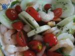 cucumber with grape tomatoes and shrimp