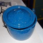 Blue spatter ware pot