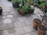 The pebble mosaic as seen from my kitchen window