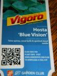 The label says "Blue Vision? and the photo is a solid green/blue leaf