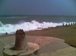 Even more waves pounding the shore.