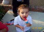 Brayden with first popsicle 